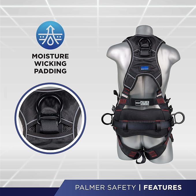 Hammerhead 5pt Safety Harness Back Padded, QCB Chest, Tongue Buckel Legs Straps, Back & Side D-Rings