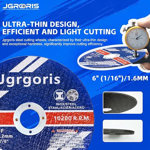 20-Pack 6" Cut-Off Wheels – 1/16" Thick The Balance of Speed & Durability, 7/8" Arbor for Angle Grinders Metal & Stainless Steel Cutting Discs