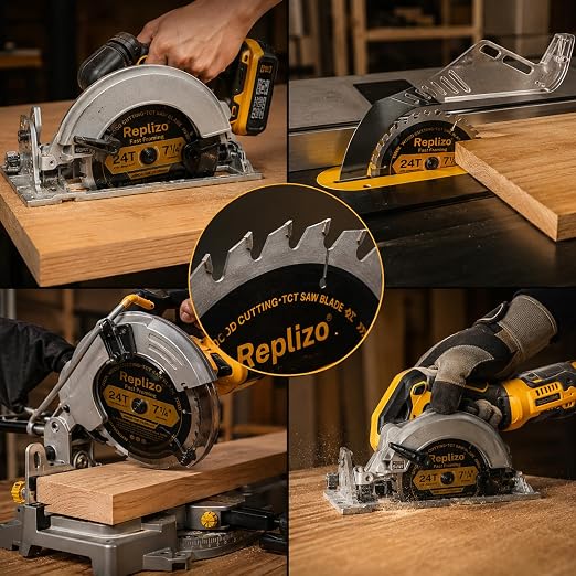 7-1/4 Inch Circular Saw Blade 10 Pack, 24T Carbide Tipped Framing Saw Blades with 5/8 Inch Arbor, Fast Wood Cutting Blades for Hardwood, Softwood, Plywood, OSB and Lumber