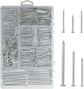 376pcs Premium Hardware Nails Assortment Kit, Maximum Length 2 Inches Galvanized, Picture Hanging, Wood, Wall with Storage Box | 6 Sizes