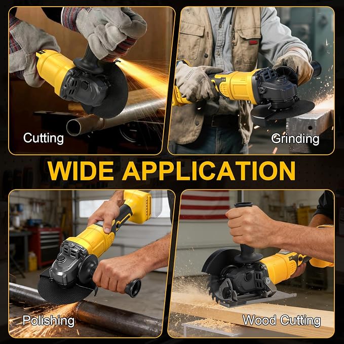 2-in-1 Cordless Angle Grinder & Circular Saw for Dewalt 20V Max Battery | No Battery, 4-1/2" to 5", 180° Rotating Head, 3-Speed with LED Display, 9300RPM Brushless for Cutting, Grinding, Polishing