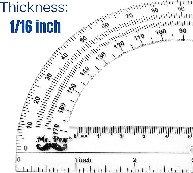 Mr. Pen- Protractor Set, 6", 3 Pack, Clear Plastic Protractors for Measuring Angles, 180° Small Protractor for Students, School, Math, Geometry, Drafting & Technical Drawing