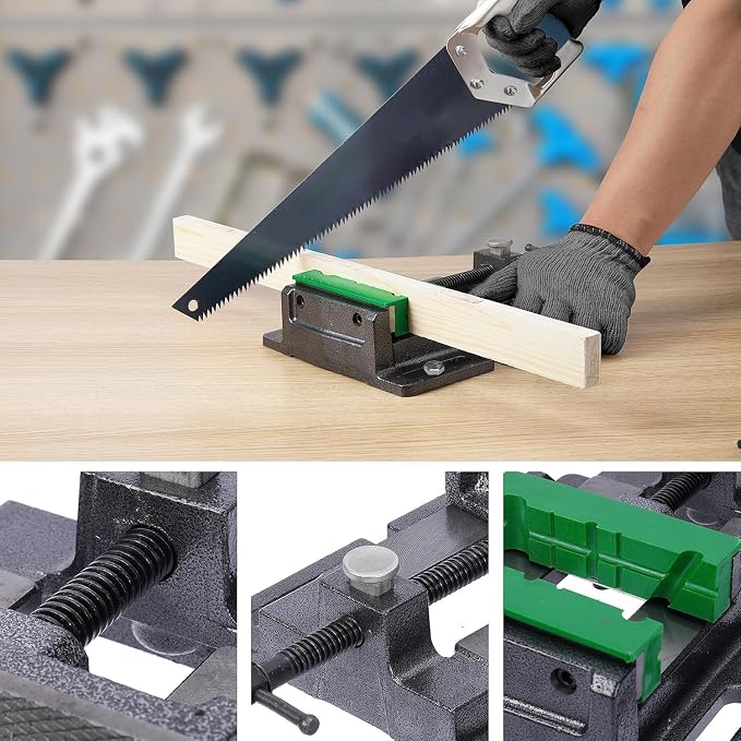 Drill Press Vise,5" Heavy Duty Bench Vise, Bench Clamp Vise，Drill Press Vice with Multi-Groove Vice Jaw Pads
