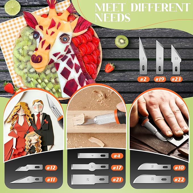 JETMORE 16 Pcs Exacto Knife Set, 3 Craft Knife and 13 SK5 Steel Blades, Precision Hobby Knife for Carving, Modeling, DIY, Scrapbooking, and Art Projects
