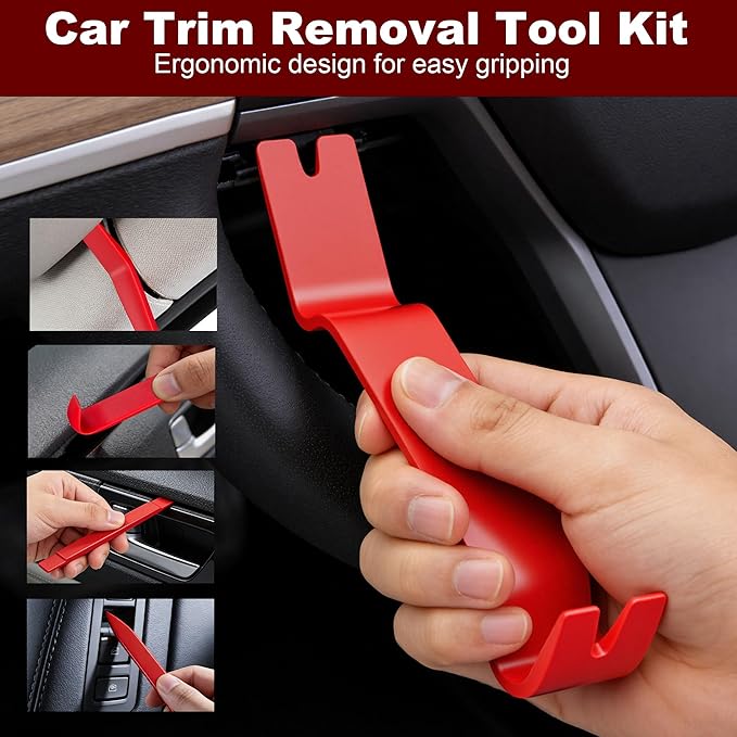 8 Pcs Auto Trim Removal Tool Kit with Non-Scratch Plastic Pry Tool and Fastener Clip Pliers,Door Panel Removal Tool for Car Interior - Fastener, Clip, Door Panel, Molding, and Dashboard