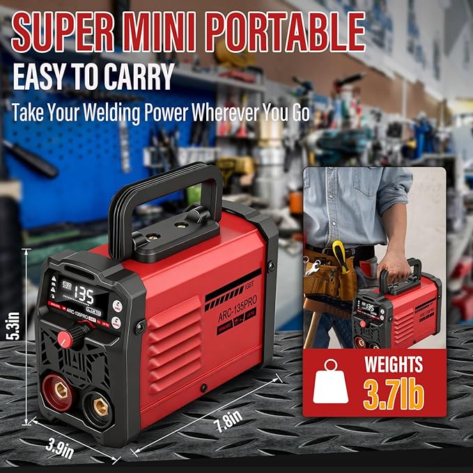 Stick Welder,Upgraded MMA-135PRO Welding Machine 110V,ARC/Lift TIG 2 In 1 Mini Welder Machine,Home DIY Arc Welder,Portable Welder with Hot Start,Arc force and Anti-Stick (Red)