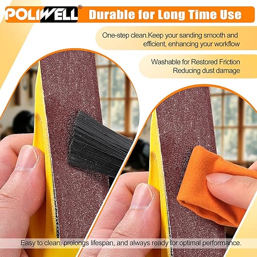 POLIWELL Micro Sanding Tools 3.5” x 1” Detail Sander for Small Projects, Mini Handle Sander Kit+ Sandpaper 40 80 120 180 240 400 600 Grit for Crafts Wood Finishing Tight Narrow Spaces, 120 PCS