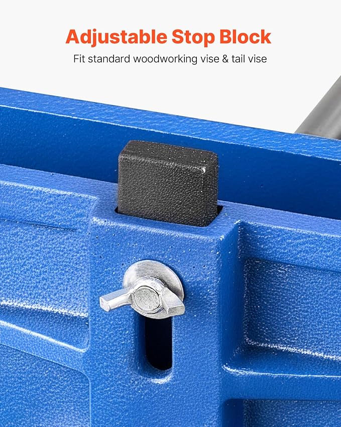 VEVOR Woodworking Vise, 7 Inch Jaw Width, Quick Release Wood Bench Vise, 8 Inch Max Jaw Opening, Heavy-duty Cast Iron Construction, Workbench Vice with Adjustable Front Stop, for Woodworking Drilling