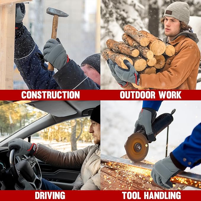 HANDLANDY Work Gloves for Men & Women, Utility Mechanic Working Gloves Touch Screen, Flexible Gardening Gloves for Yard