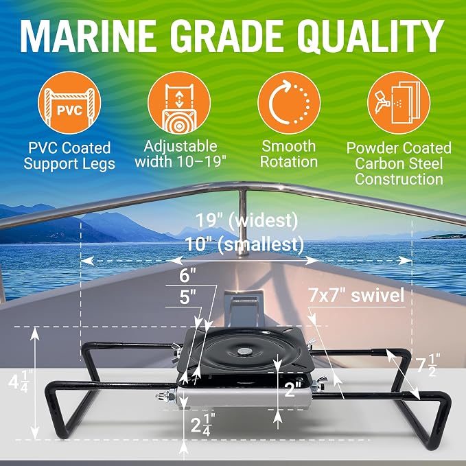 Clamp On Boat Seat Swivel Mount for Jon Boats 360 Degree, Adjustable