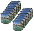 Lunarable Lighthouse Chair Cushion Pads Set 12, Lighthouse Clear Water Palm Trees Summer Sky Rocky Shoreline Seascape, Anti-Slip Seat Padding for Kitchen & Patio, 16"x16", Teal Blue Grey
