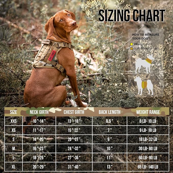OneTigris Tactical Dog Harness with Handle Adjustable for Medium Large Dogs | Military 1000D Pullable Nylon, No-Pull Service Vest with Hook & Loop Panels, Easy On & Off for Walking Hiking Training Camo M