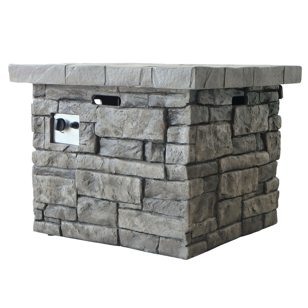 Outdoor Square Propane Fire Pit 40,000 BTU - Gray
