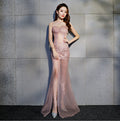 Tube top slit long evening dress