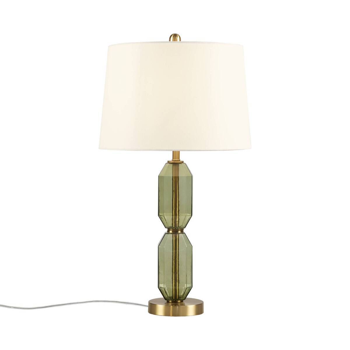 Faceted Green Glass Table Lamp