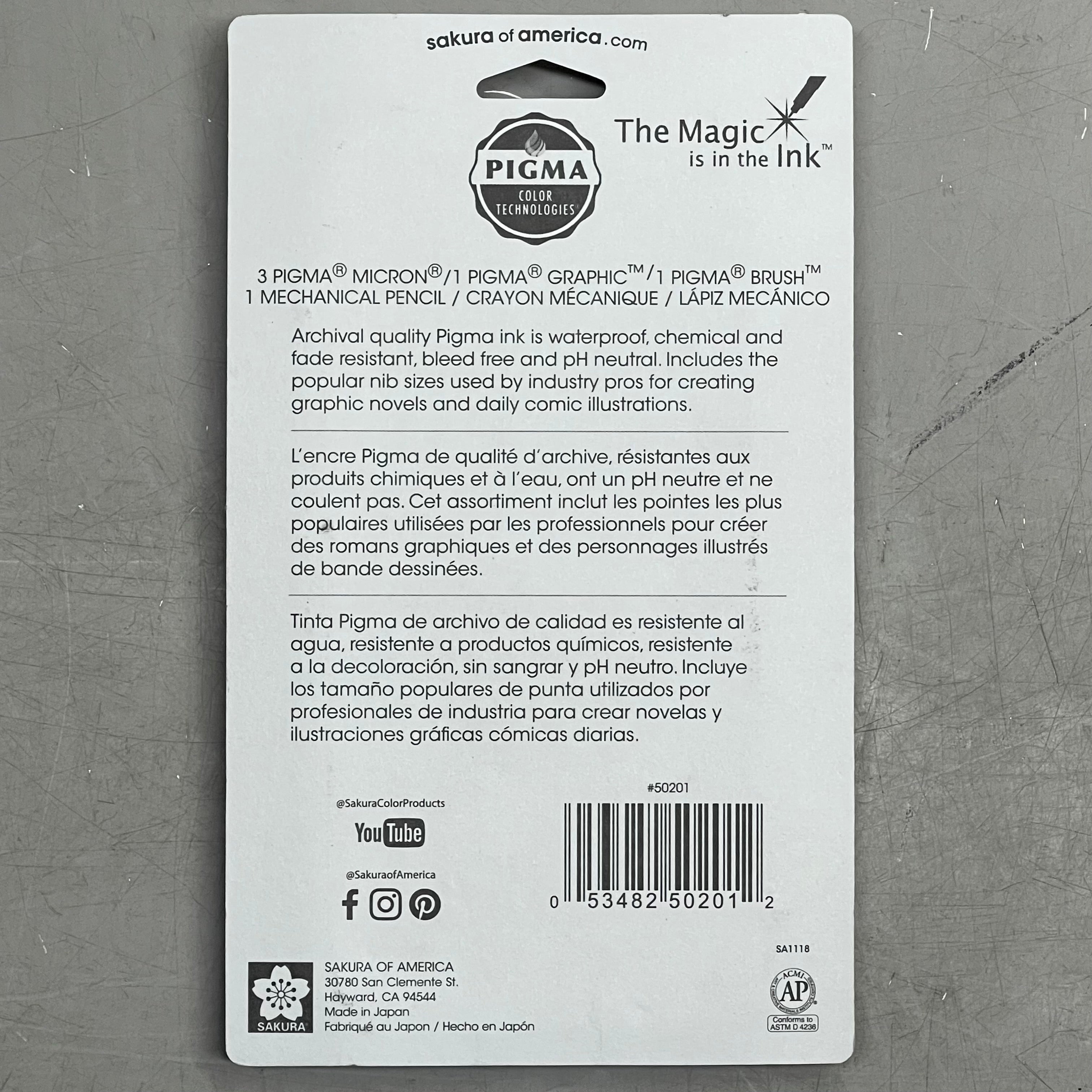 SAKURA (2-PACK) Pigma Micron Manga-Comic Pro Pens .20mm, .35mm, .5mm, 1mm Black 50201