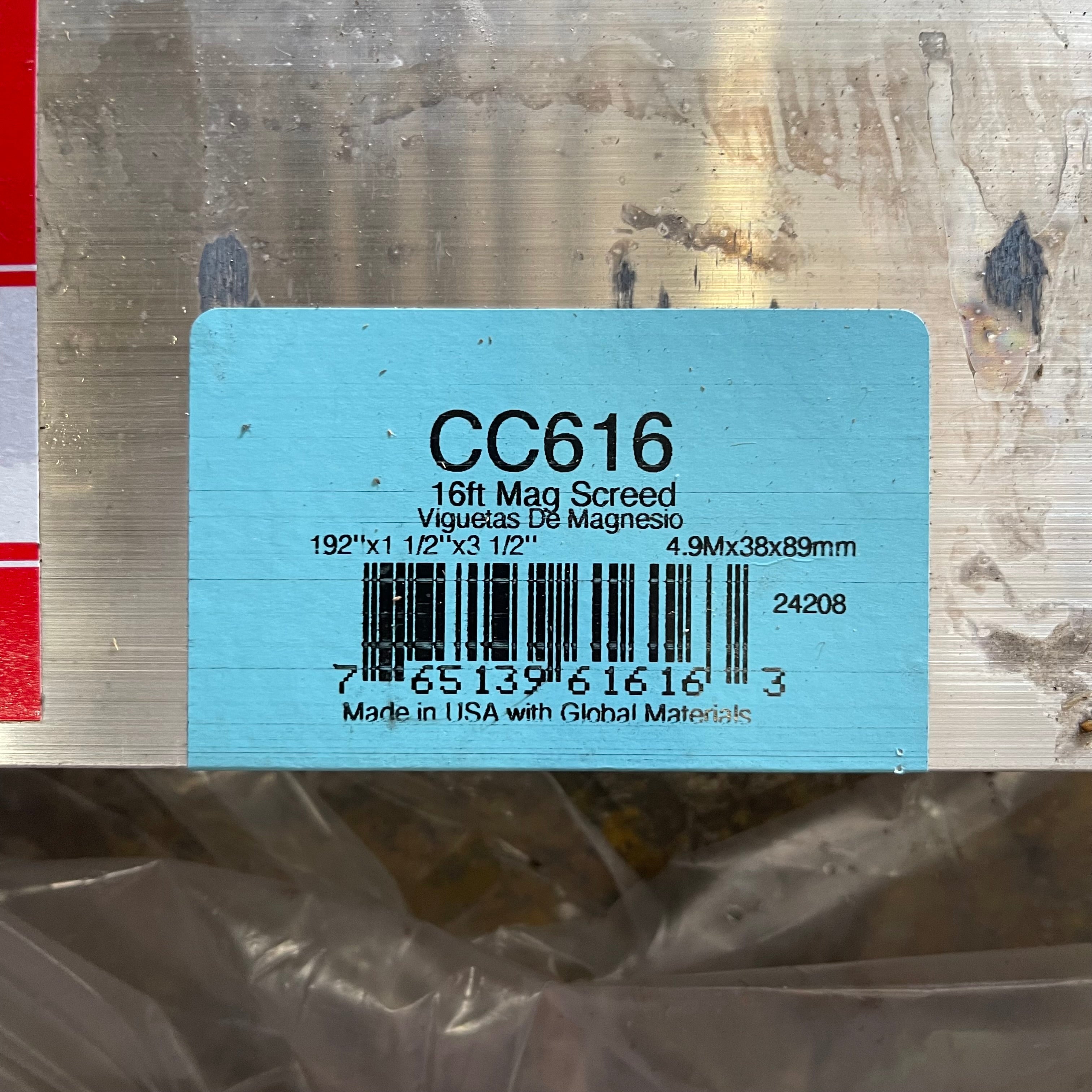 Z@ KRAFT TOOL CO. Magnesium Screed 192”x1 1/2”x3 1/2” CC616 (B)