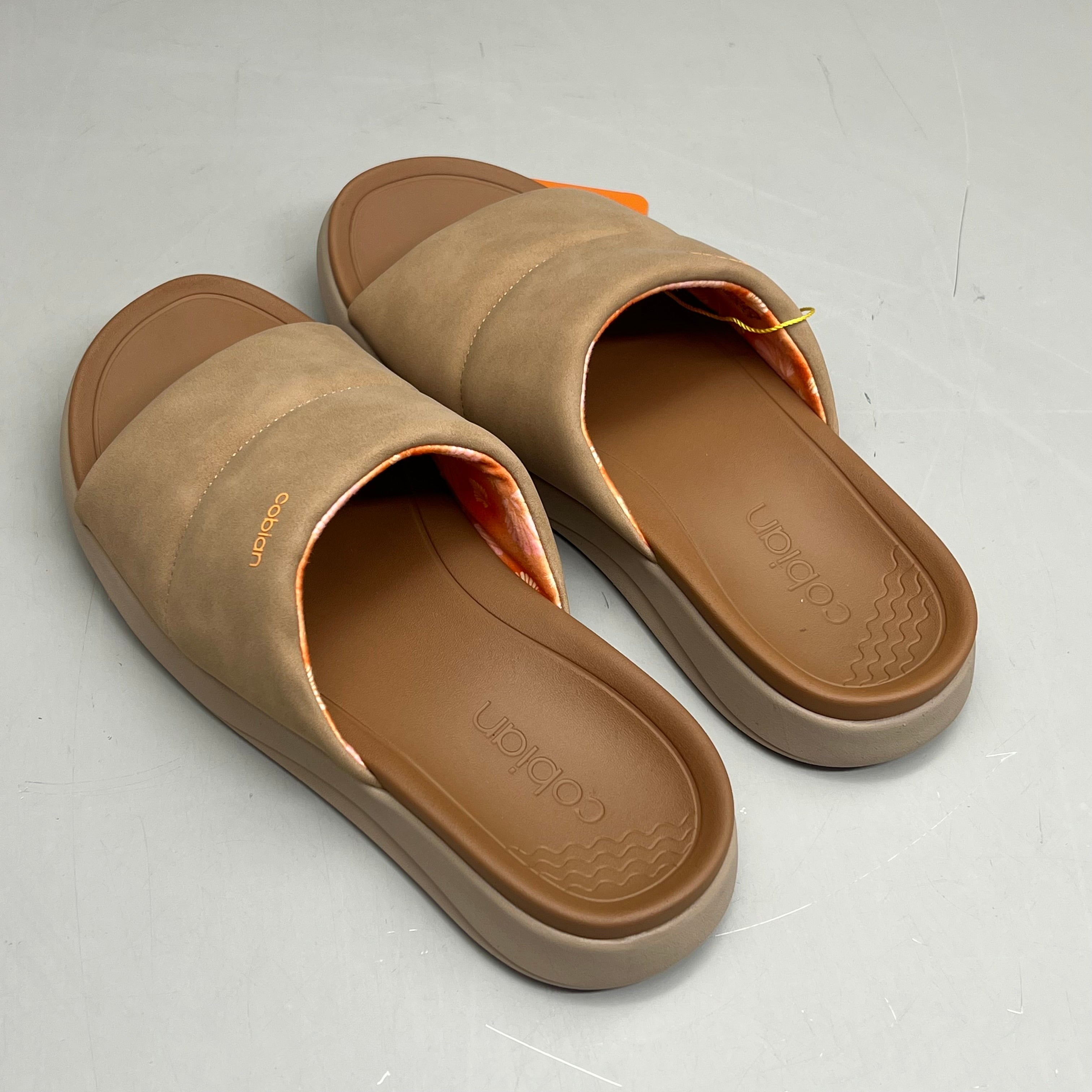 COBIAN Tolula Slide Enhanced Cushion Suede Strap Women's Sz 9 Tan TOL24-230-09