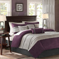 7 PC Pieced Faux Suede Comforter Set Purple King