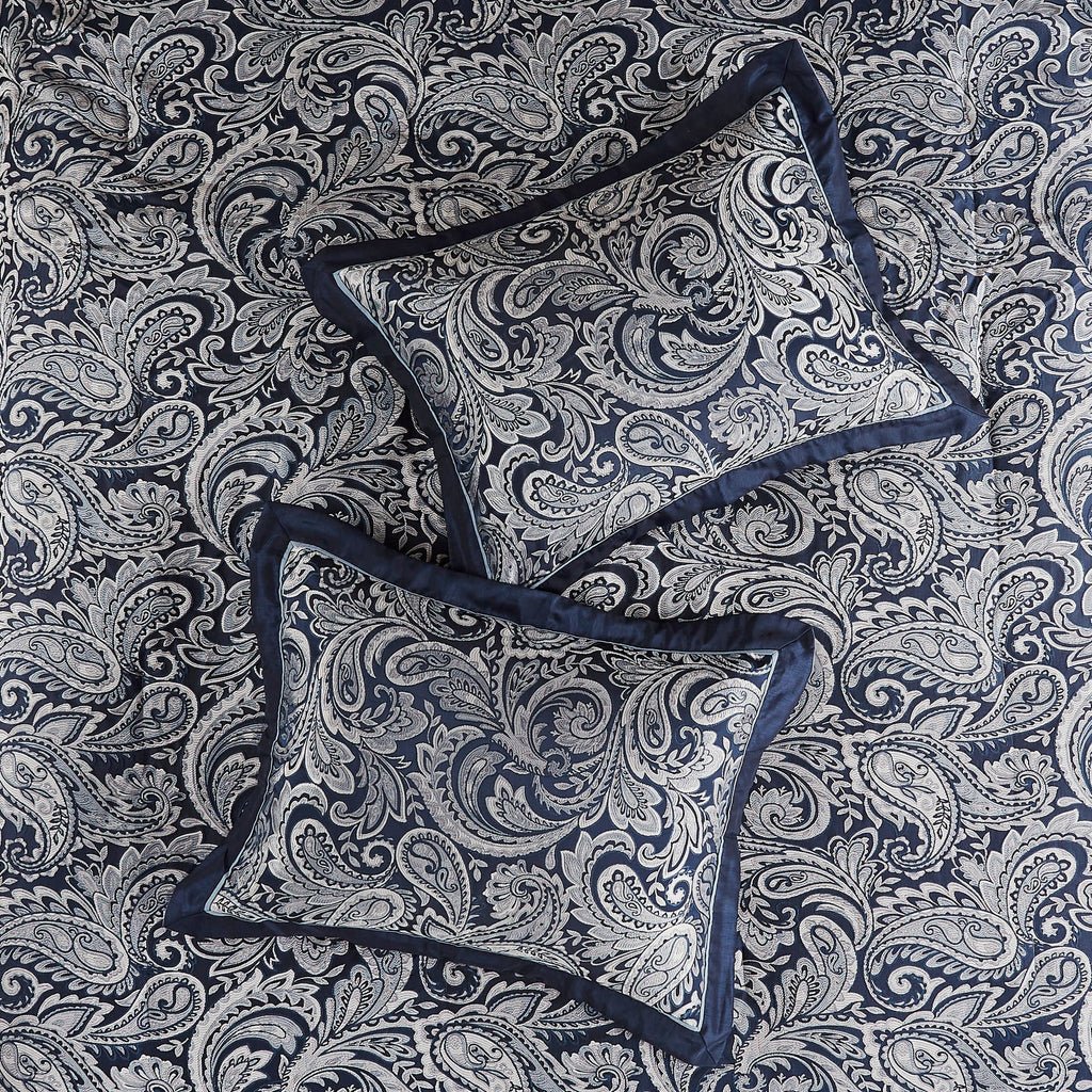 12 Piece Comforter Set with Cotton Bed Sheets Navy Queen