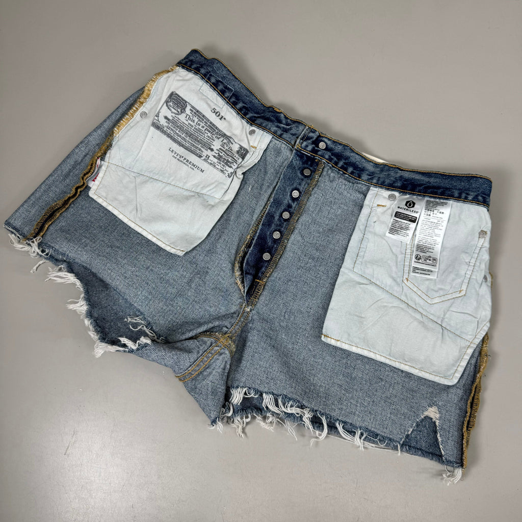 LEVIS 501 Original Fit High Rise Shorts Medium Wash Women's Sz 34 Mega Vibe Blue