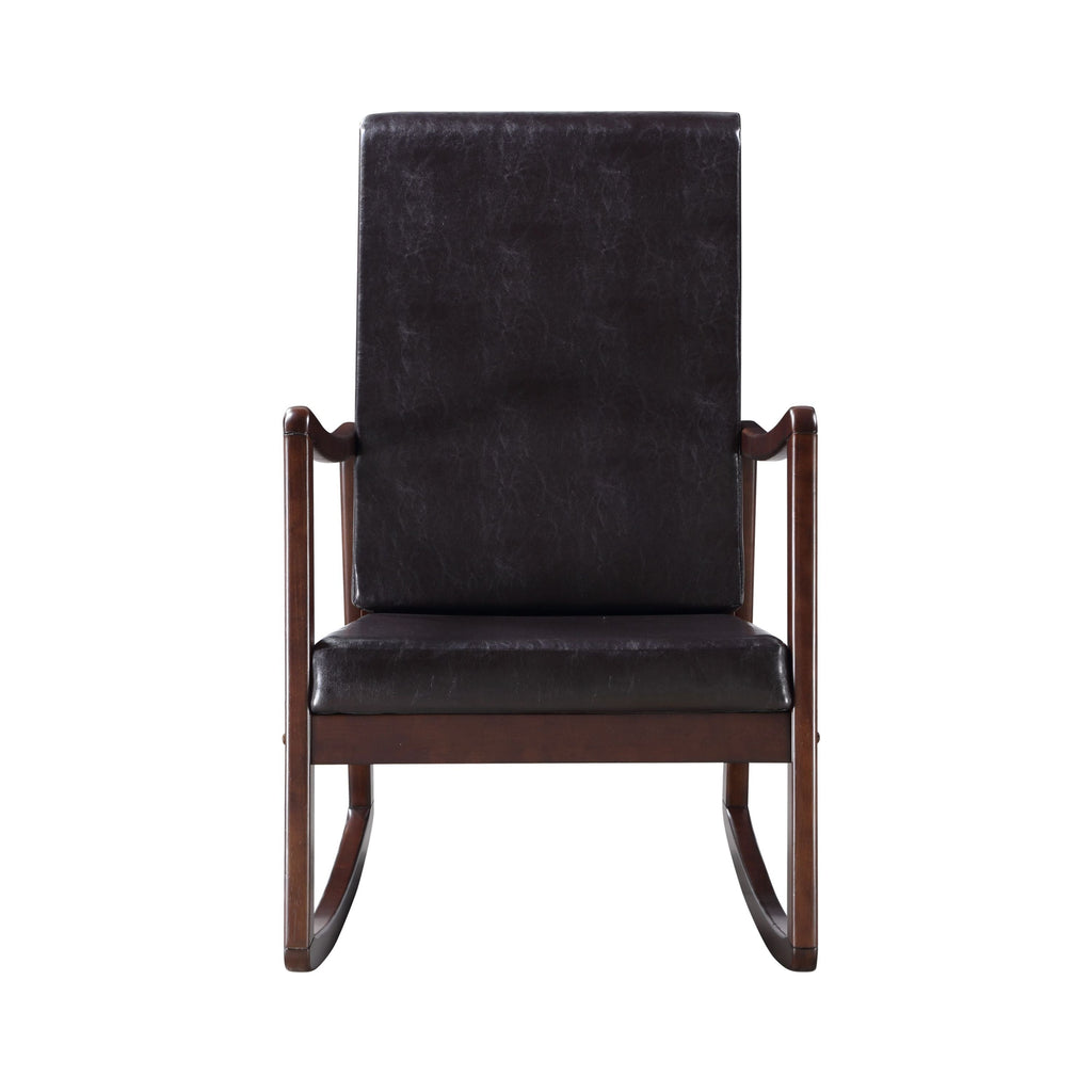Raina Dark Brown Synthetic Leather & Espresso Finish Rocking Chair