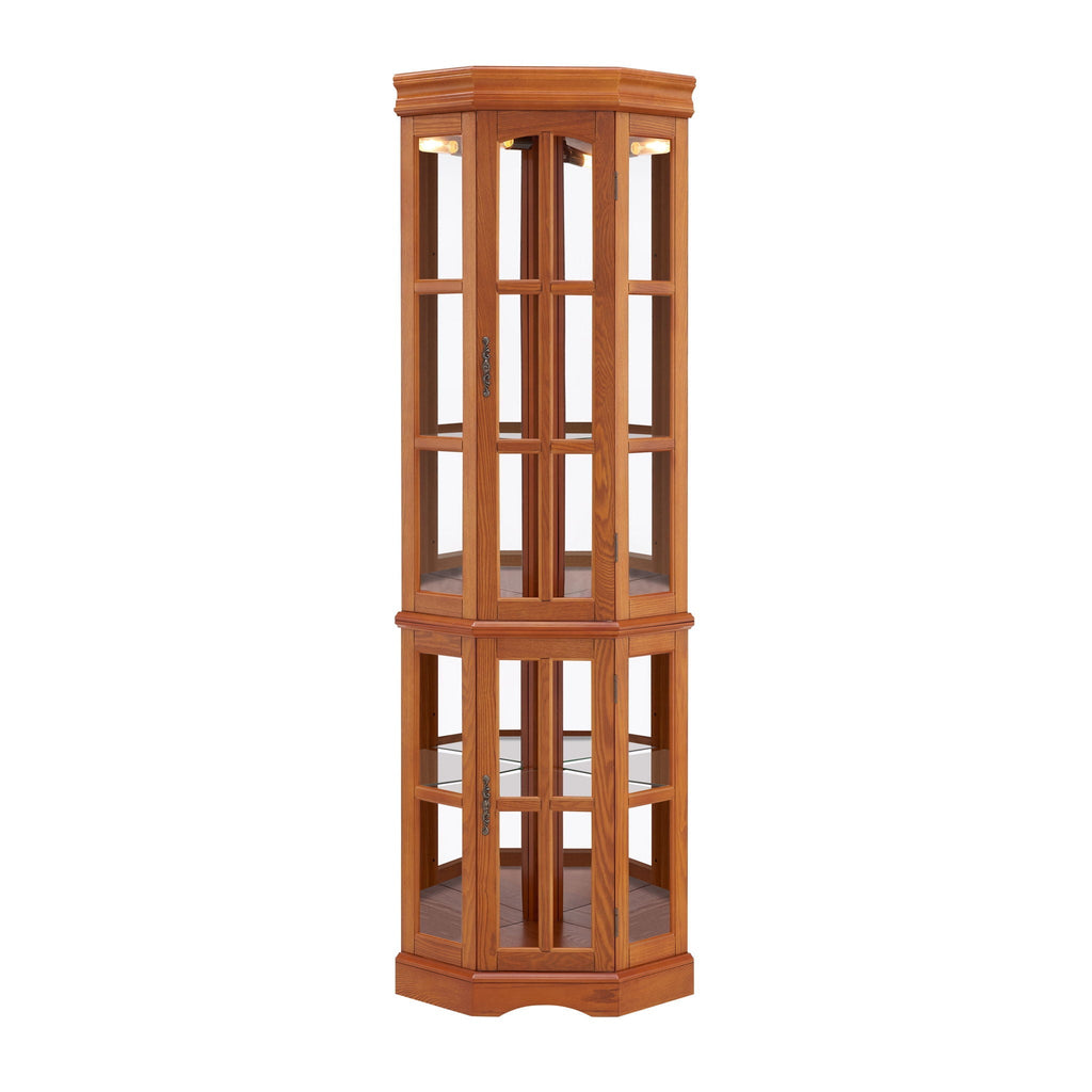 Corner Curio Cabinet With 5 Shelves And Lighting System