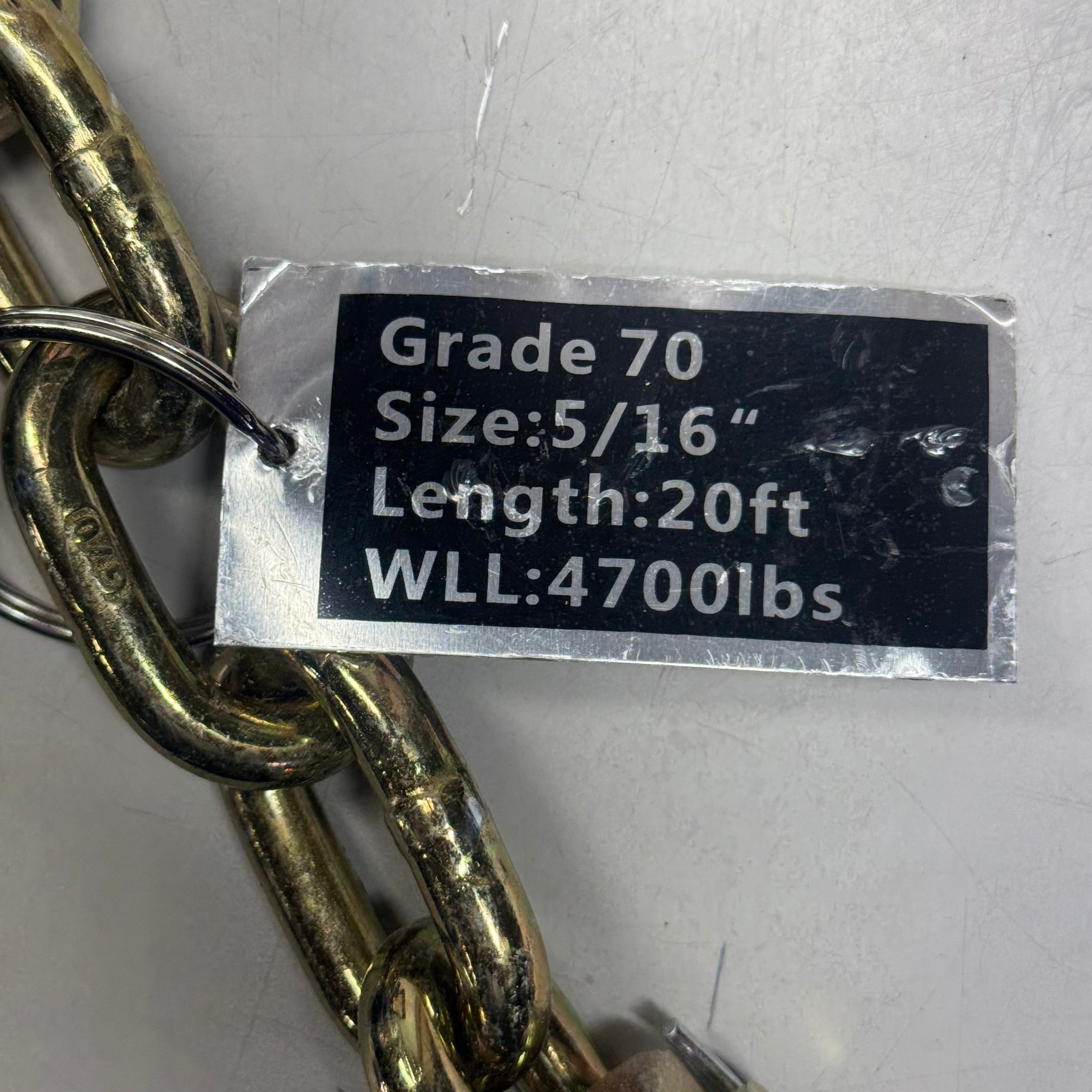 BOXER Cargo Chain With Clevis Grab Hooks Sz 5/16" x 20' Grade 70, Golden