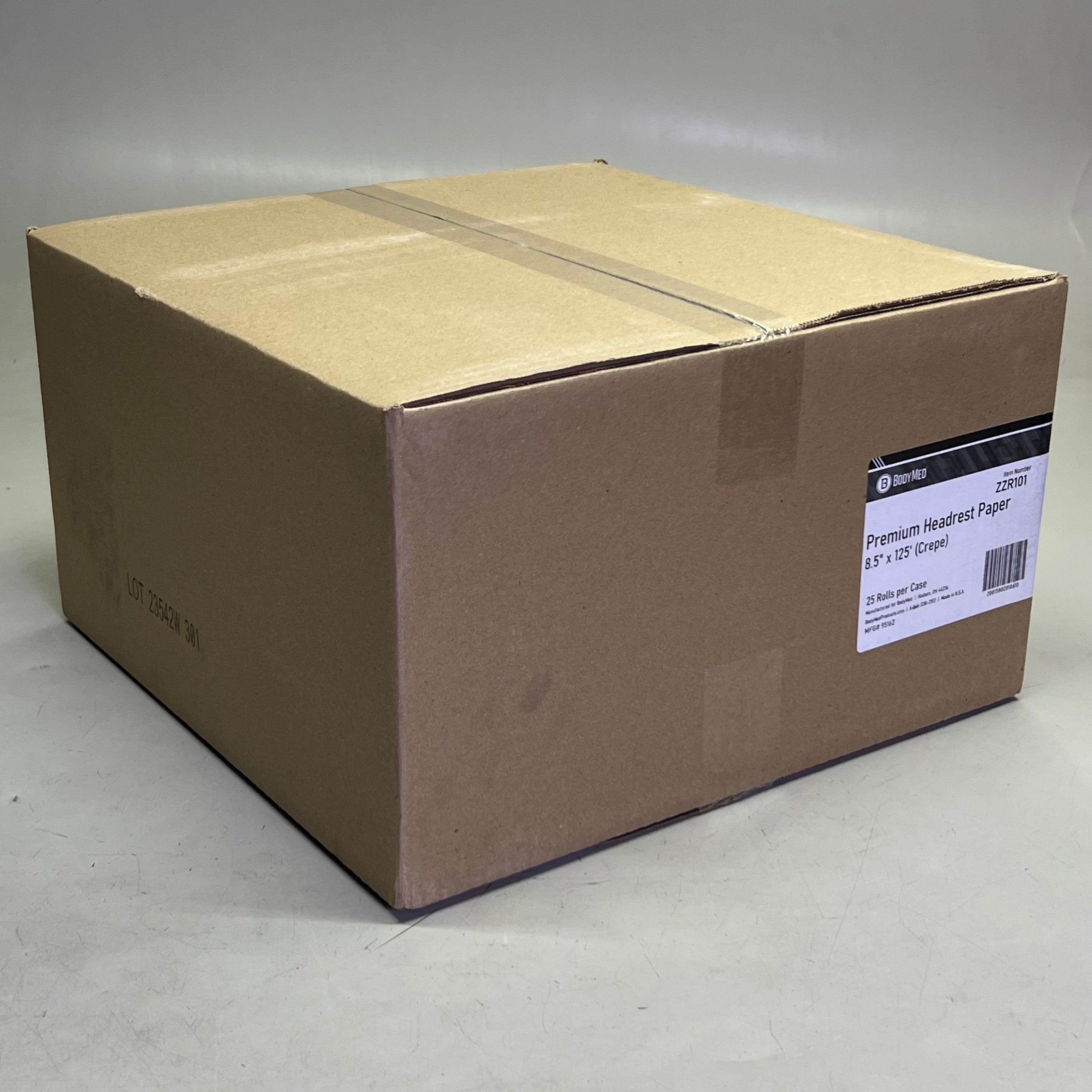BODYMED (25 Rolls) Premium Headrest Paper Sz 8.5" x 125', White ZZR101