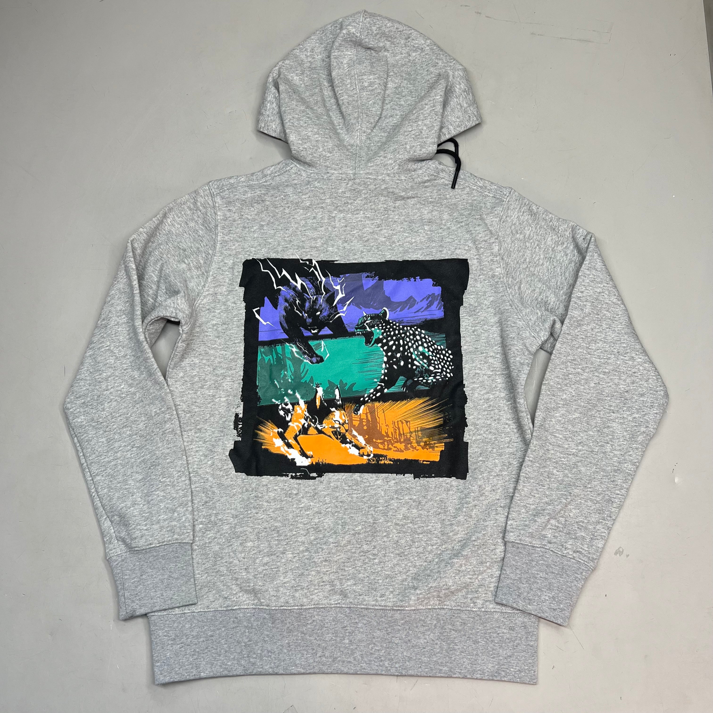 MONSTERCAT Records Hooded Pullover Sweatshirt  Men's Sz XS Heather Grey / Black