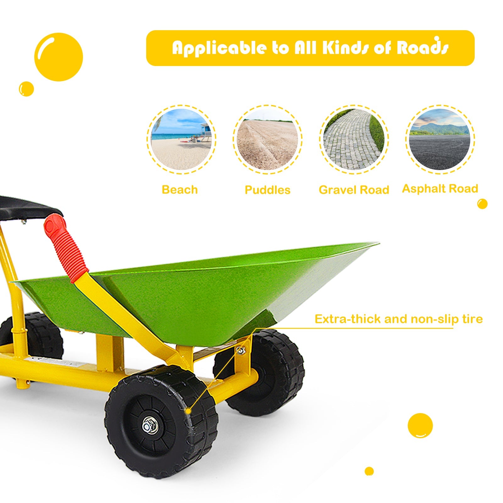 8 Inch Heavy Duty Kids Ride-on Sand Dumper with 4 Wheels