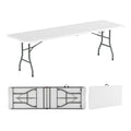 8 ft Portable Folding Table 350 LBS Fold-in-Half Table with HDPE Tabletop