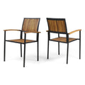 Vermilion Outdoor Dining Chair With Vertical Slat And Wooden Arm
