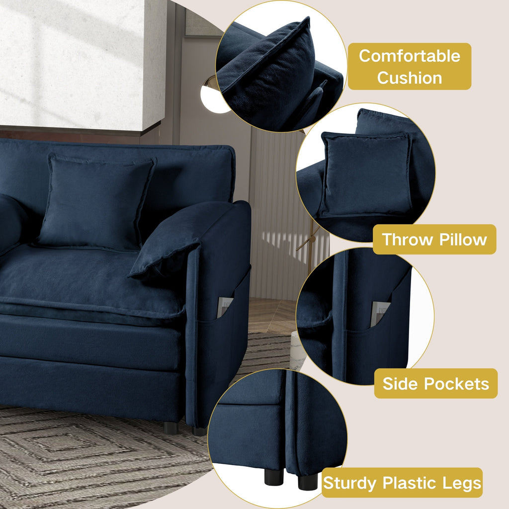 Oversized Deep Seat Sectional Sofa Modern Chenille Cloud Couch Large 3 Seater Modular Sofa with 3 Pillows