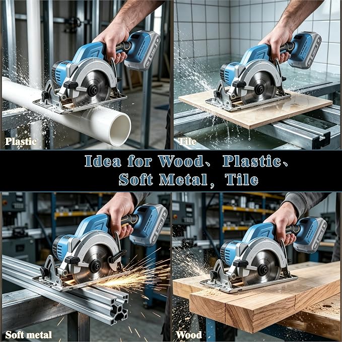 Cordless Circular Saw (Tool Only) Compatible with Dewalt 20V Battery, 5 Inch Brushless Power Saw with 0-45° Bevel, Max Cutting Depth 1.6" (90°)/1.28" (45°) for Wood, Plastic, Soft Metal