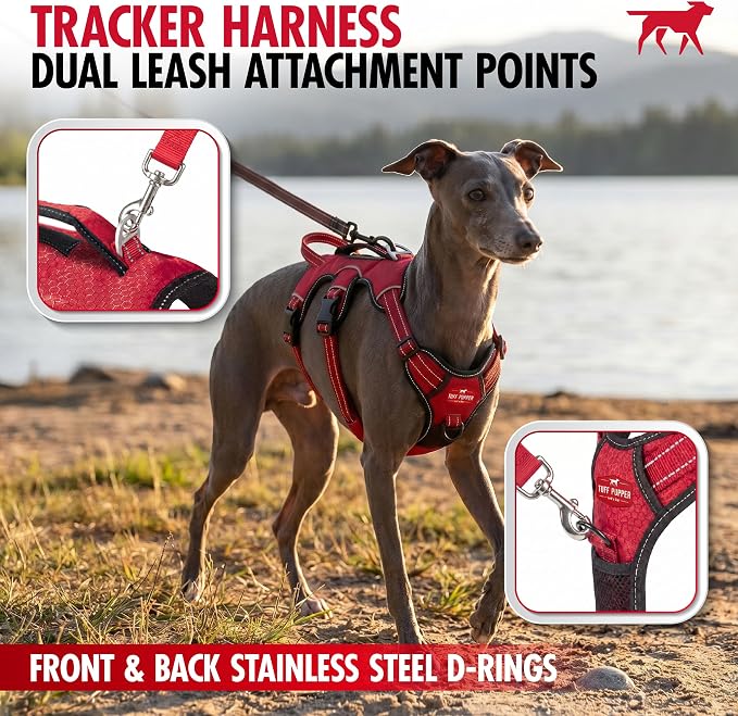 Tuff Pupper Escape Proof No Escape Dog Harness | 5 Point Adjustable Fit Harness for Dogs | Padded Dog Harnesses | Handle Dog Lift Harnesses