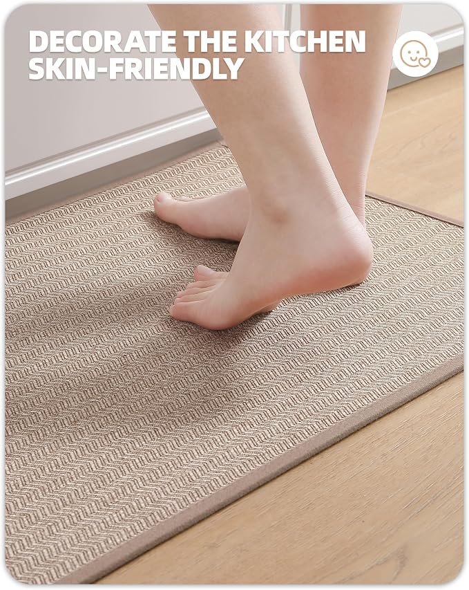 Color&Geometry Kitchen Rugs Kitchen Mats for Floor, 17"X59" Beige Kitchen Rugs Non Slip Washable with Rubber Backing, Low Pile, Quick Dry, Easy Clean Kitchen Runner Rug Kitchen Sink Mat