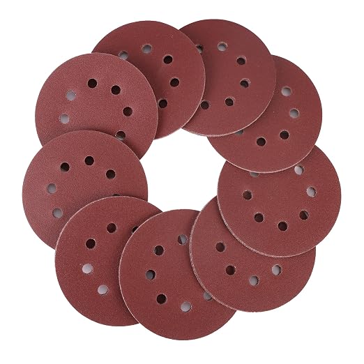 WORKPRO 100-Piece 150 Grit Sanding Discs - 5-Inch 8-Hole Hook and Loop Sandpaper for Random Orbital Sander (Not for Oscillating Tools or Mouse Sander)