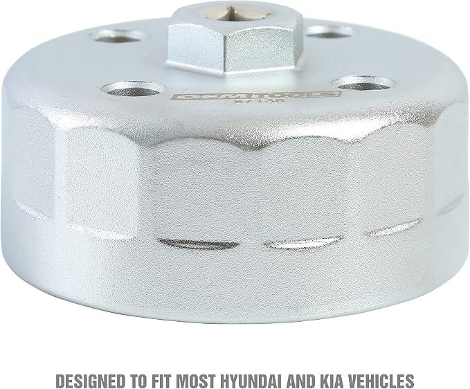 OEMTOOLS 87136 88.8MM 15 Flute Oil Filter Cap Wrench, Filter Puller for Hyundia and Kia Vehicles, 3/8 Inch Ratchet, 27MM socket, or 1/16 Inch Socket