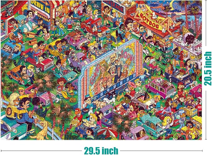 Antelope 3 in 1 1000 Piece Puzzle Bundle - Catndyland - 1000 Piece Jigsaw Puzzle with Drive in Movie and Roller Coaster