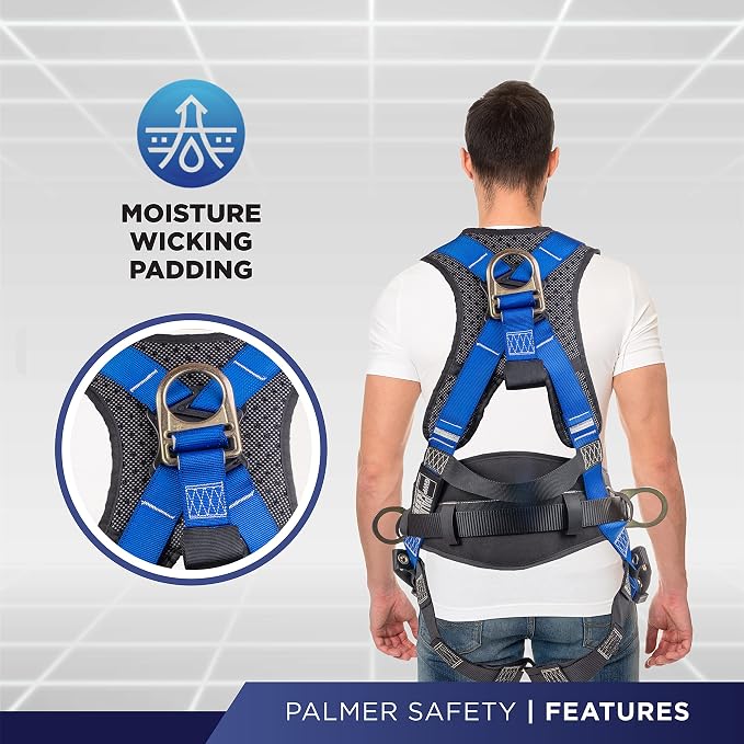 Hammerhead 5pt Safety Harness Back Padded, QCB Chest, Tongue Buckel Legs Straps, Back & Side D-Rings