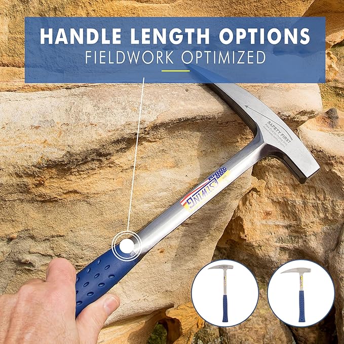 ESTWING Rock Pick - 22 oz USA Made Geology Hammer with Pointed Tip & Shock Reduction Grip - E3-22P