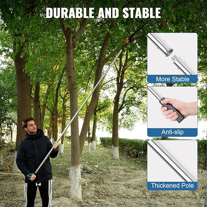 Pole Saws for Tree Trimming, Lightweight Manual Stainless Steel Extension High Pole Pruning Pole Saw for Tree Trimming Branches at Forestry Yard Garden Patio