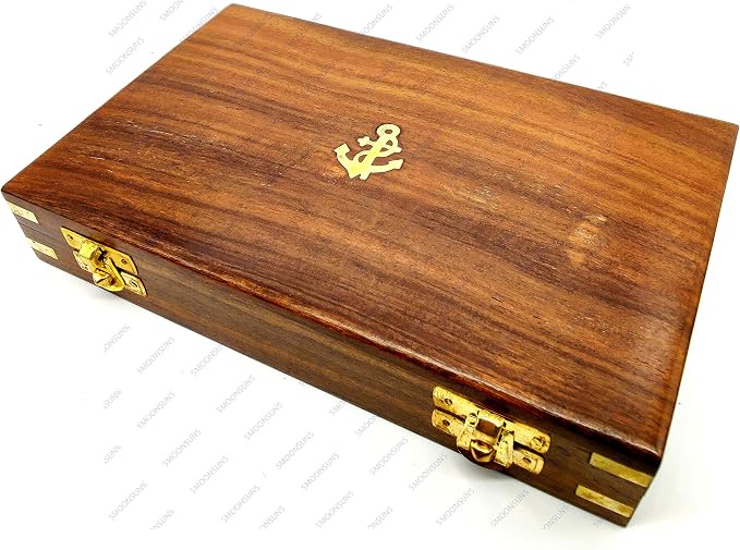 Proportional Divider Set of 5, Full Brass dividers with Executive Wooden Box, Single Handed 8" Brass Navigational Dividers Compass Set for Maritime, Naval, Geometry and Drafting