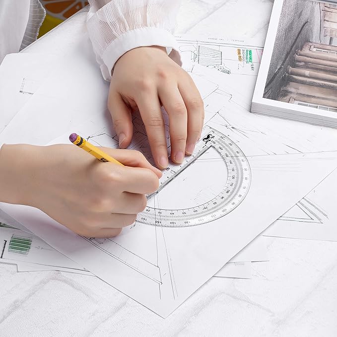 Mr. Pen- Protractor Set, 6", 3 Pack, Clear Plastic Protractors for Measuring Angles, 180° Small Protractor for Students, School, Math, Geometry, Drafting & Technical Drawing