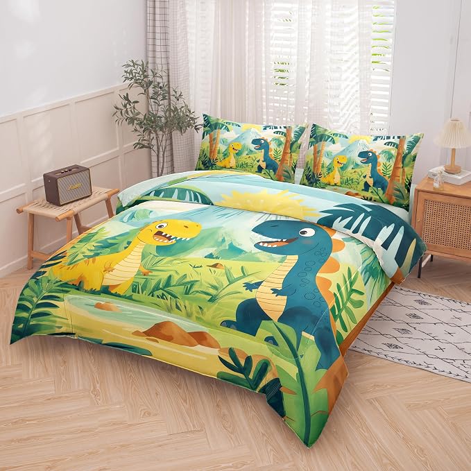 5 PCS Dinosaur Comforter Set Full,Kids Comforter Set for Boys,Colorful Dinosaur Bedding Set with Sheets,Full Size