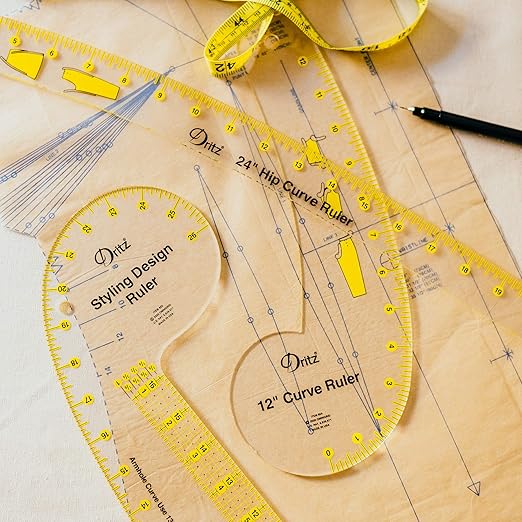 Dritz Design Ruler Trio with Styling Design, Curve & Hip Curve Rulers for Sewing