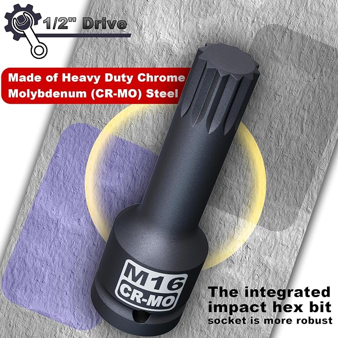 1/2" Drive Master Impact XZN Bit Socket Set, 10-Pieces: M5 - M18, Cr-Mo Steel, Heavy Duty Storage Case