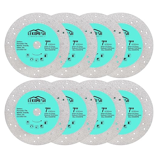 Rock Slab Grinding Disc - 7 inch Glass Cutter Disc(8pcs), Granite Cutting Blade, Diamond Grinder Wheel for Rock Slab, Stone, Tile, Marble, Granite, Glass Diamond Saw Blades