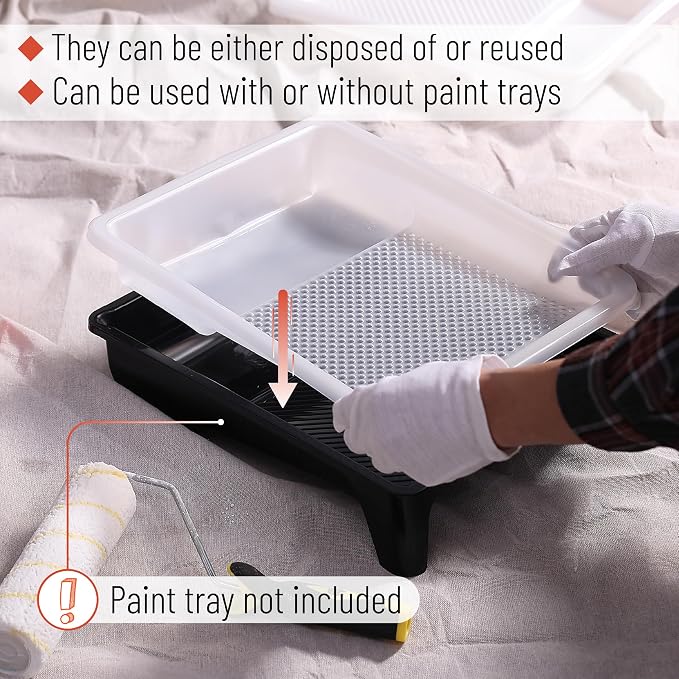 Bates- Paint Tray Liner, 4" and 9", 20 Pack, Clear 4" and White 9", Plastic Disposable Paint Tray for Painting Walls